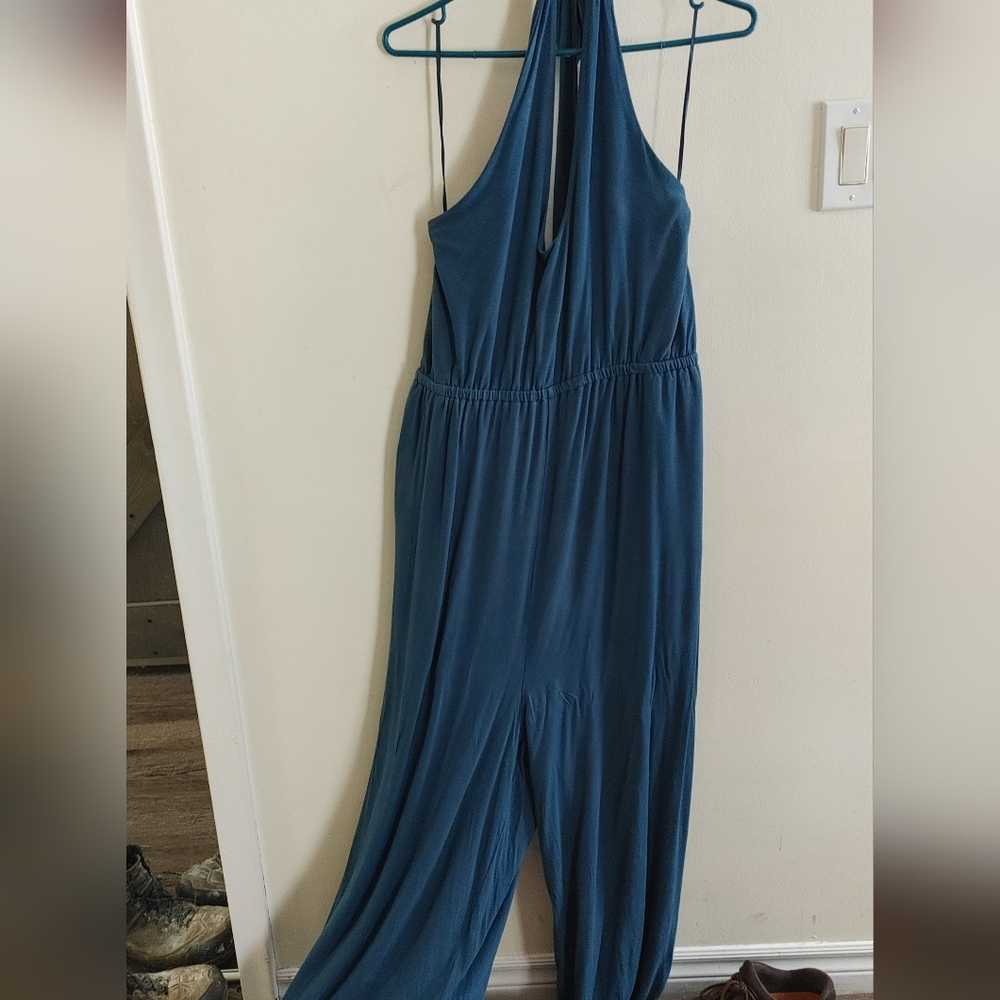 Old Navy Teal Halter Maternity Jumpsuit - Picture 2 of 7